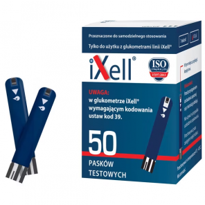 Ixell test paskowy (paski testowe do glukometru) wyrób medyczny (50 sztuk) - zdjęcie produktu