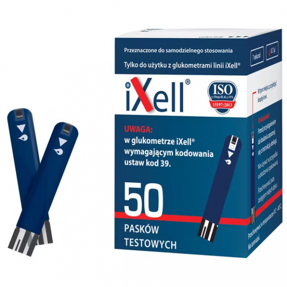 Ixell test paskowy (paski testowe do glukometru) wyrób medyczny (50 sztuk) Ixell test paskowy (paski testowe do glukometru) wyrób medyczny (50 sztuk) - zdjęcie produktu