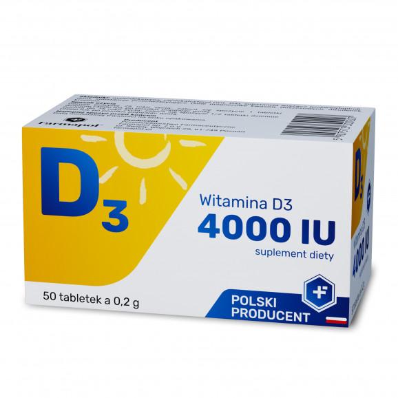 Farmapol Witamina D3 4000 IU suplement diety (50 tabletek) Farmapol Witamina D3 4000 IU suplement diety (50 tabletek) - zdjęcie produktu
