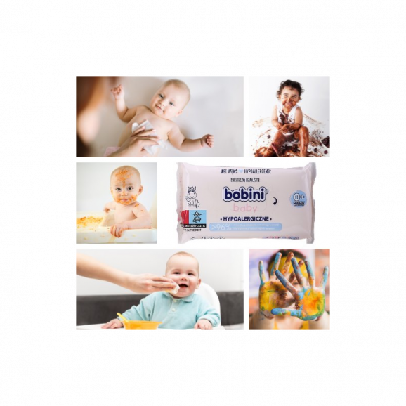 Bobini Baby, chusteczki nawilżane hypoalergiczne dla niemowląt i dzieci (60 sztuk) - zdjęcie produktu