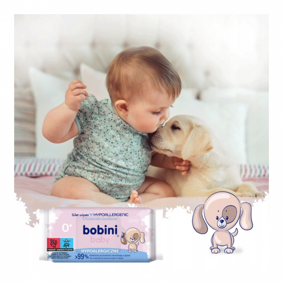 Bobini Baby, chusteczki nawilżane hypoalergiczne dla niemowląt i dzieci (60 sztuk) - zdjęcie produktu