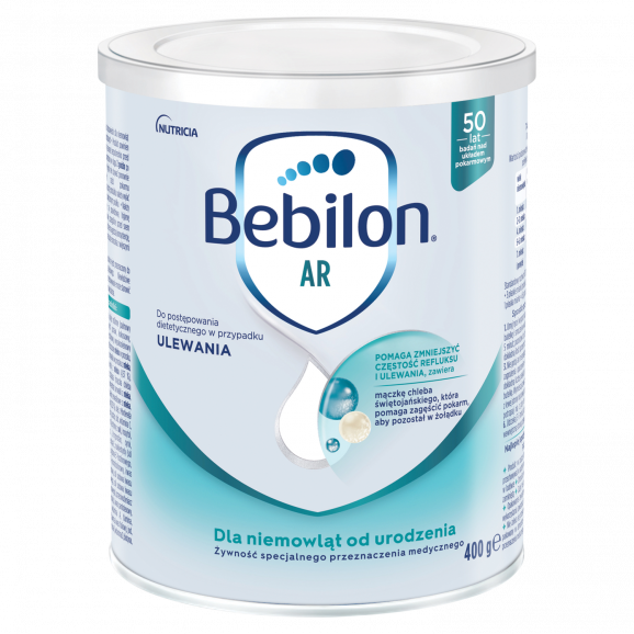 Bebilon AR, dla niemowląt z tendencją do ulewań, od urodzenia – żywność specjalnego przeznaczenia medycznego (400 g) Bebilon AR, dla niemowląt z tendencją do ulewań, od urodzenia – żywność specjalnego przeznaczenia medycznego (400 g) - zdjęcie produktu