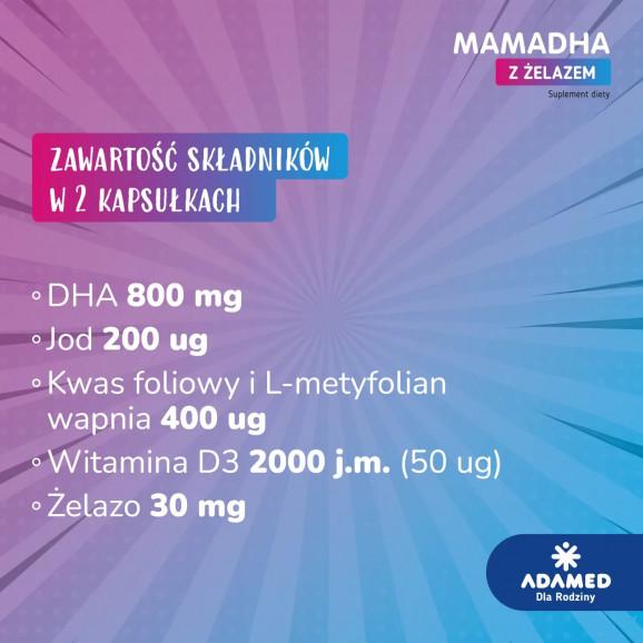 [30.06.2026] MamaDHA z żelazem, kapsułki – suplement diety (60 szt.) - zdjęcie produktu