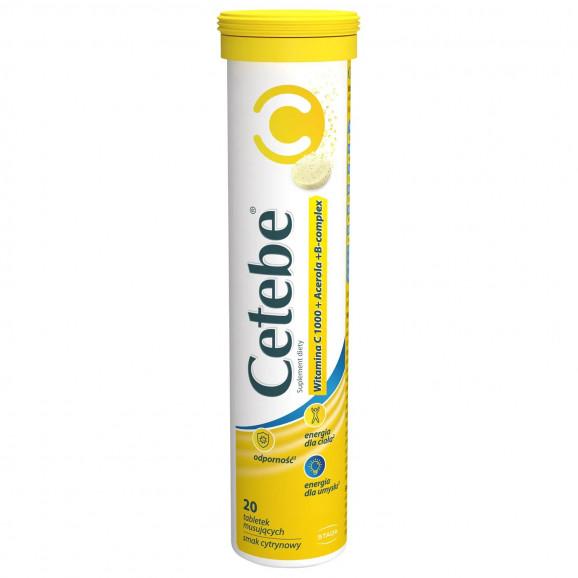 [30.06.2026] Cetebe Witamina C 1000 + Acerola + B-complex – suplement diety (20 tabletek musujących, smak cytrynowy) - zdjęcie produktu