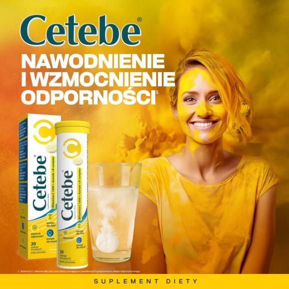 [30.06.2026] Cetebe Witamina C 1000 + Acerola + B-complex – suplement diety (20 tabletek musujących, smak cytrynowy) - zdjęcie produktu