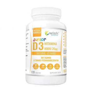 [30.06.2026] Wish Witamina D3 800 IU (20 µg) Junior, smak pomarańczowy – suplement diety (120 tabletek do ssania) - zdjęcie produktu