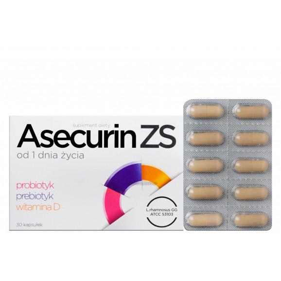[30.06.2026] Asecurin ZS, probiotyk + prebiotyk + witamina D – suplement diety (30 kapsułek) - zdjęcie produktu