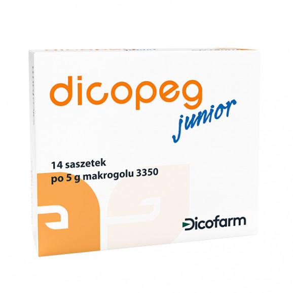 Dicopeg Junior, proszek do sporządzenia roztworu doustnego na zaparcia (14 saszetek x 5 g) Dicopeg Junior, proszek do sporządzenia roztworu doustnego na zaparcia (14 saszetek x 5 g) - zdjęcie produktu