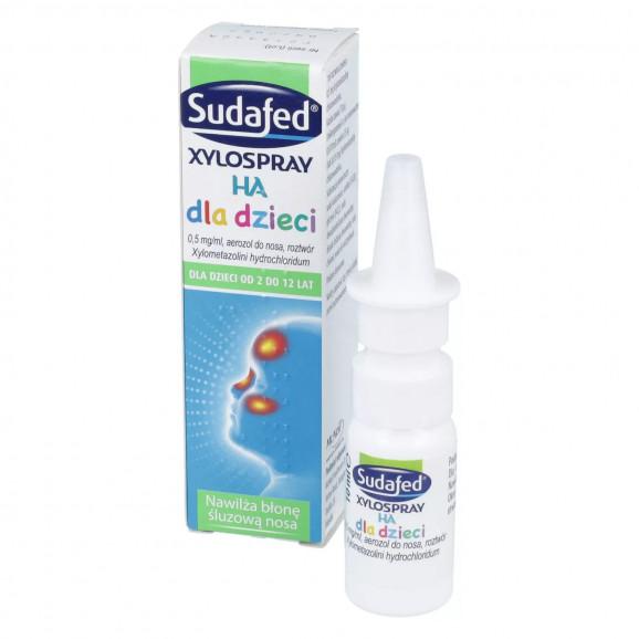 Sudafed XyloSpray HA dla dzieci, 0,5mg/ml, aerozol do nosa, 10 ml - zdjęcie produktu