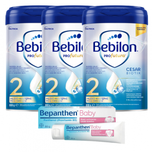 Zestaw Bebilon Profutura CesarBiotik 2 (3x800g) + maść przeciw odparzeniom Bepanthen Baby 30g - zdjęcie produktu