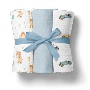 Bocioland Pieluszki muślinowe 70x70 cm 3-pack niebieskie (BL301) - zdjęcie produktu