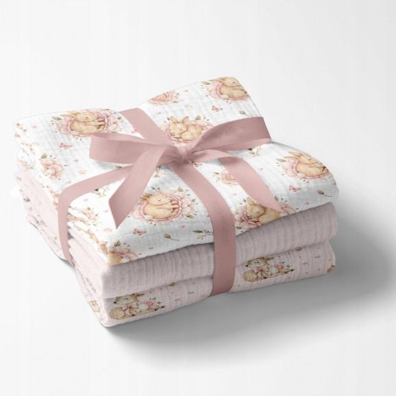Bocioland Pieluszki muślinowe 70x70 cm 3-pack Róż (BL303) - zdjęcie produktu