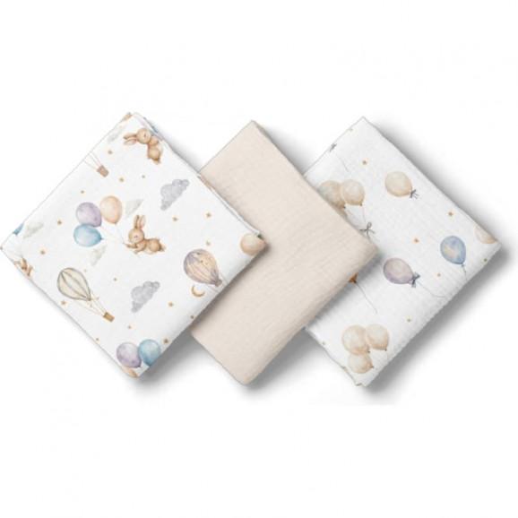 Bocioland Pieluszki muślinowe 70x70 cm 3 pack BEŻ (BL300) - zdjęcie produktu