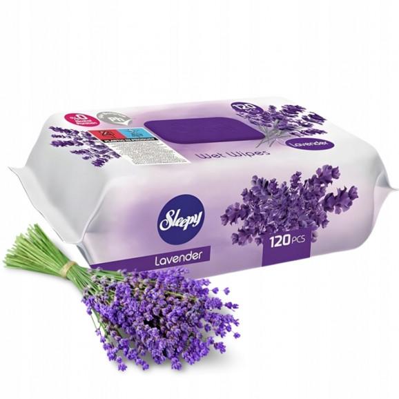 SLEEPY Chusteczki nawilżane dla dzieci i dorosłych Lawenda (120 szt.) - zdjęcie produktu