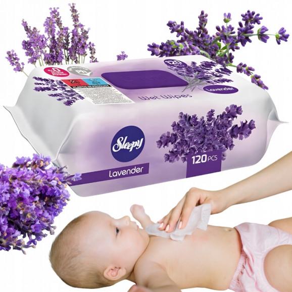 SLEEPY Chusteczki nawilżane dla dzieci i dorosłych Lawenda (120 szt.) - zdjęcie produktu
