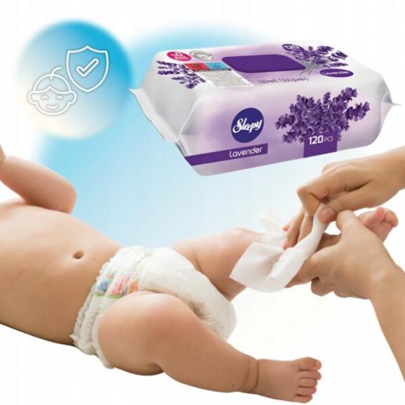 SLEEPY Chusteczki nawilżane dla dzieci i dorosłych Lawenda (120 szt.) - zdjęcie produktu
