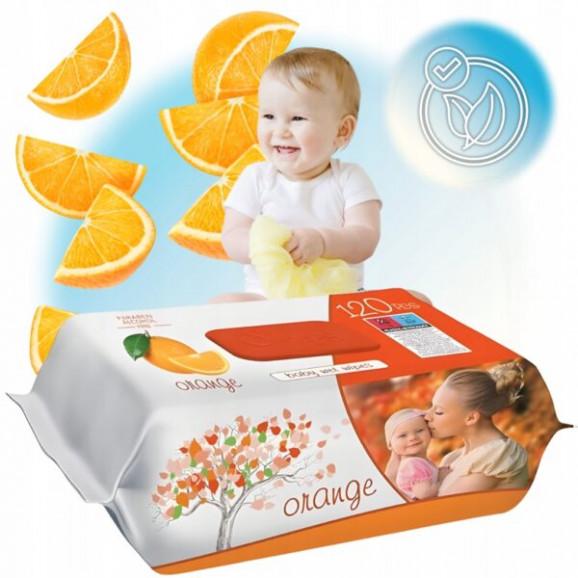 SLEEPY Chusteczki nawilżane dla dzieci i dorosłych Pomarańcza (120 szt.) - zdjęcie produktu