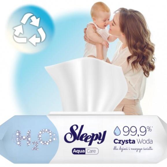 Sleepy Aqua Care Baby 99,9% wody – chusteczki nawilżane dla dzieci (50 szt.) Sleepy Aqua Care Baby 99,9% wody – chusteczki nawilżane dla dzieci (50 szt.) - zdjęcie produktu