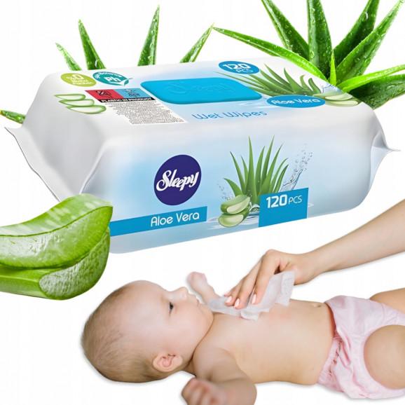 Sleepy chusteczki nawilżane hipoalergiczne dla dzieci Aloe Vera (120 szt.) - zdjęcie produktu