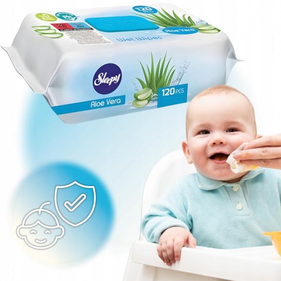 Sleepy chusteczki nawilżane hipoalergiczne dla dzieci Aloe Vera (120 szt.) - zdjęcie produktu