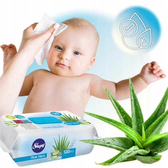 Sleepy chusteczki nawilżane hipoalergiczne dla dzieci Aloe Vera (120 szt.) - zdjęcie produktu