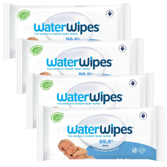 WaterWipes BIO Sensitive – chusteczki nawilżane wodą 4 x 60 szt. WaterWipes BIO Sensitive – chusteczki nawilżane wodą 4 x 60 szt. - zdjęcie produktu