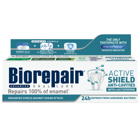BioRepair Active Shield (Aktywna Tarcza) – pasta do zębów bez fluoru (75 ml) - zdjęcie produktu