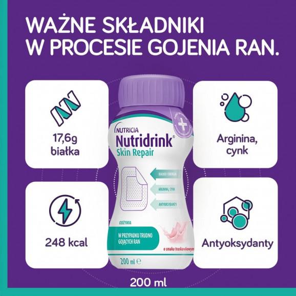[11.05.2026] Nutridrink Skin Repair o smaku truskawkowym – żywność specjalnego przeznaczenia medycznego (4 x 200 ml) - zdjęcie produktu