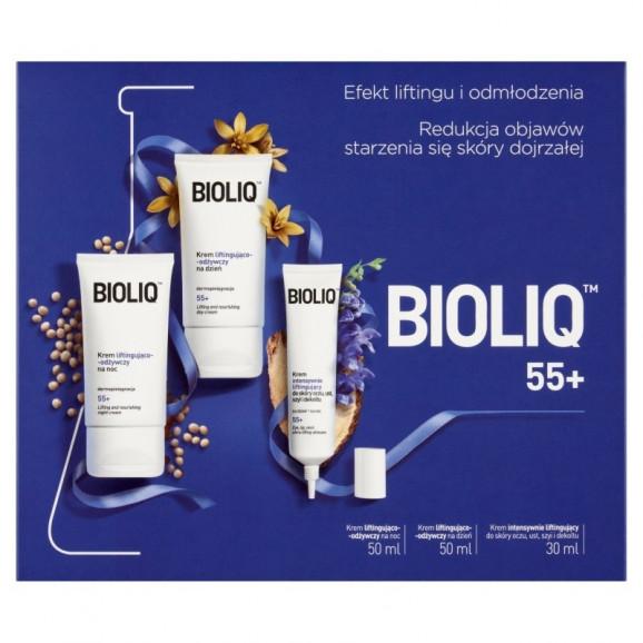Bioliq 55+ Zestaw liftingująco-odżywczy – krem na dzień 50 ml + krem na noc 50 ml + krem pod oczy/usta/szyję i dekolt 30 m Bioliq 55+ Zestaw liftingująco-odżywczy – krem na dzień 50 ml + krem na noc 50 ml + krem pod oczy/usta/szyję i dekolt 30 m - zdjęcie produktu