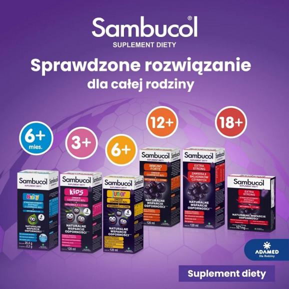 Sambucol Junior – płyn ze składnikami wspomagającymi odporność (120 ml) Sambucol Junior – płyn ze składnikami wspomagającymi odporność (120 ml) - zdjęcie produktu