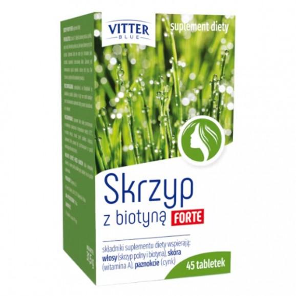 Skrzyp z biotyną Forte Vitter Blue – suplement diety (45 tabletek) Skrzyp z biotyną Forte Vitter Blue – suplement diety (45 tabletek) - zdjęcie produktu