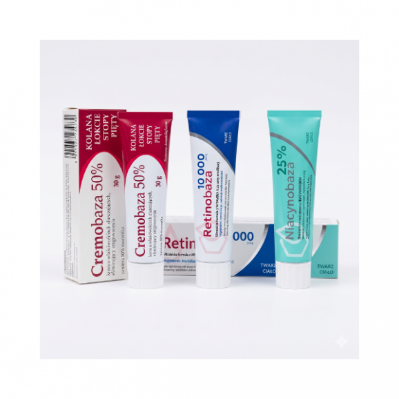 Zestaw pielęgnacyjny Retinobaza 10 000 + Niacynobaza 25% + Cremobaza 50% (3 x 30 g) - zdjęcie produktu