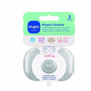 MAM Nipple Shields – osłonki na piersi/brodawki rozmiar M (2 szt. + etui) - zdjęcie produktu