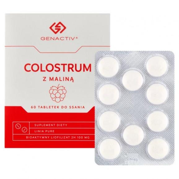 Colostrum z maliną Genactiv – suplement diety (60 tabletek do ssania) - zdjęcie produktu