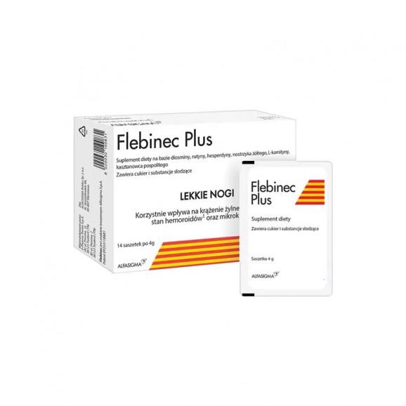 Flebinec Plus – suplement diety wspomagający krążenie żylne (14 saszetek) Flebinec Plus – suplement diety wspomagający krążenie żylne (14 saszetek) - zdjęcie produktu