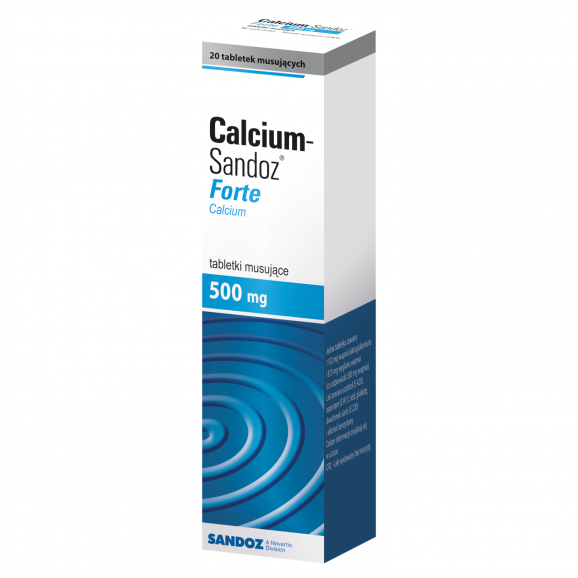 Calcium Sandoz Forte 500 mg – tabletki musujące (20 tabletek) - zdjęcie produktu