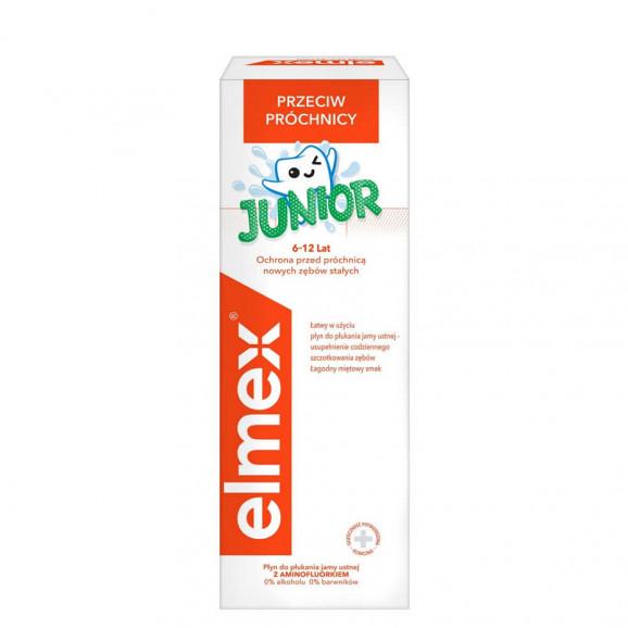 elmex Junior – płyn do płukania jamy ustnej dla dzieci 6–12 lat, bez alkoholu (400 ml) elmex Junior – płyn do płukania jamy ustnej dla dzieci 6–12 lat, bez alkoholu (400 ml) - zdjęcie produktu