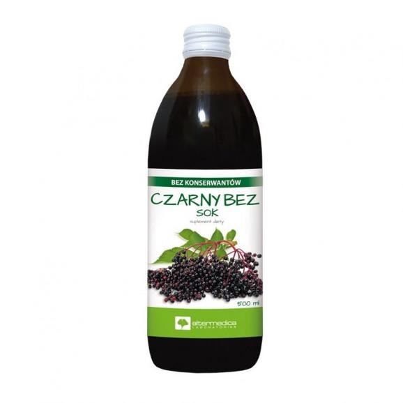 Alter Medica Sok z czarnego bzu z witaminą C – suplement diety (500 ml) Alter Medica Sok z czarnego bzu z witaminą C – suplement diety (500 ml) - zdjęcie produktu
