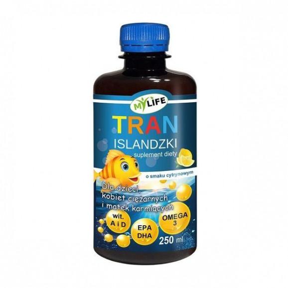 MyLife Tran Islandzki dla dzieci i kobiet w ciąży, smak cytrynowy – suplement diety (250 ml) MyLife Tran Islandzki dla dzieci i kobiet w ciąży, smak cytrynowy – suplement diety (250 ml) - zdjęcie produktu