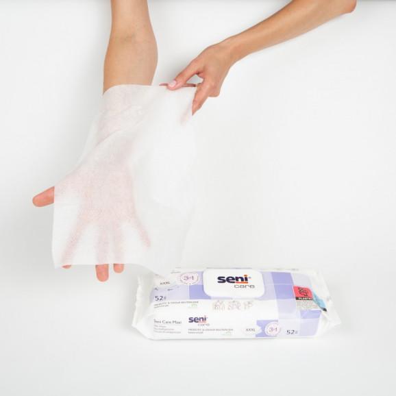 Seni Care Maxi 3w1 – duże chusteczki nawilżane XXXL (52 szt.) - zdjęcie produktu