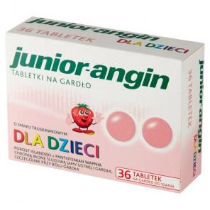 [31.07.2026] Junior-angin, tabletki do ssania na gardło, smak truskawkowy – wyrób medyczny (36 szt.) - zdjęcie produktu