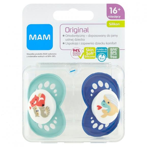 MAM Original Silky 16m+ Better Together Boy – smoczek uspokajający ortodontyczny (2 szt.) - zdjęcie produktu