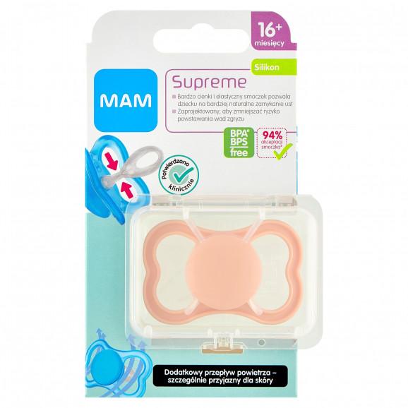 MAM BABY Smoczek uspokajający SUPREME Silky 16+ róż (1 szt.) - zdjęcie produktu