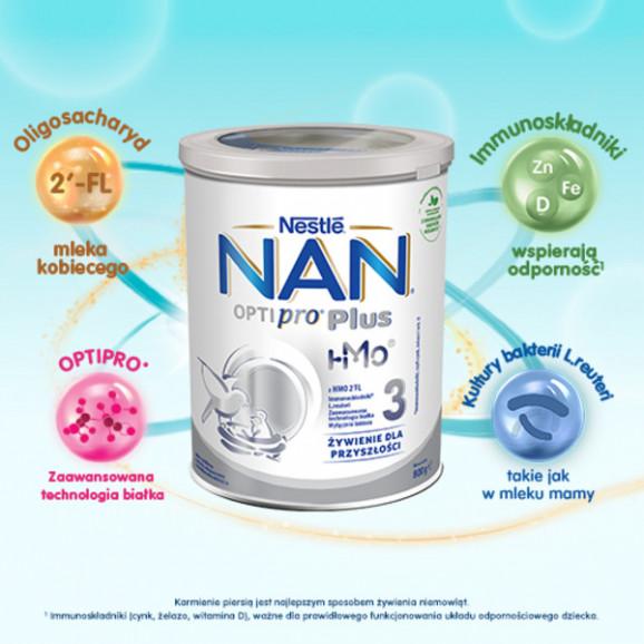 NAN OptiPro Plus 3 HM-O – mleko modyfikowane dla dzieci po 1. roku życia (800 g) - zdjęcie produktu
