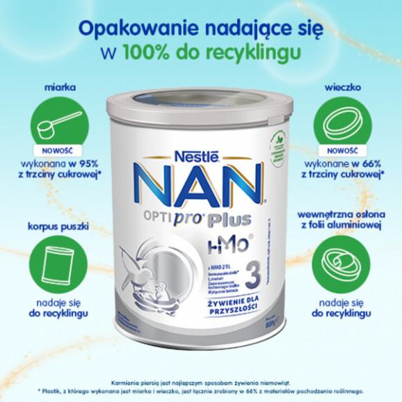 NAN OptiPro Plus 3 HM-O – mleko modyfikowane dla dzieci po 1. roku życia (800 g) - zdjęcie produktu