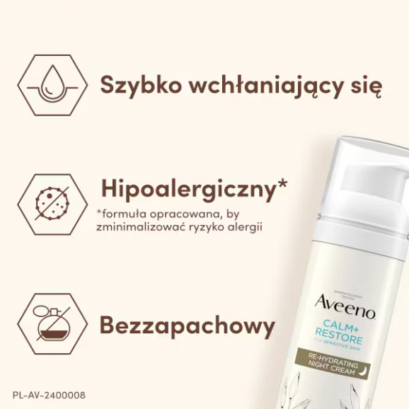 Aveeno Calm + Restore Przywracający Nawilżenie Krem Na Noc (50 ml) - zdjęcie produktu
