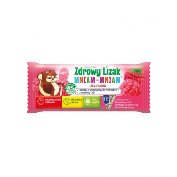 Zdrowy Lizak Mniam-Mniam o smaku malinowym, 40 sztuk Zdrowy Lizak Mniam-Mniam o smaku malinowym, 40 sztuk - zdjęcie produktu