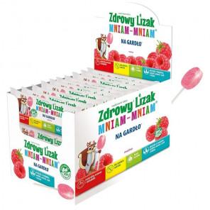 Zdrowy Lizak Mniam-Mniam na Gardło o smaku malinowym, 40 sztuk - zdjęcie produktu