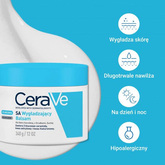CeraVe SA, balsam wygładzający z ceramidami, skóra szorstka, z grudkami i sucha, 340 g CeraVe SA, balsam wygładzający z ceramidami, skóra szorstka, z grudkami i sucha, 340 g - zdjęcie produktu