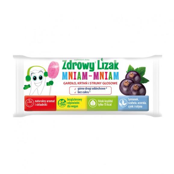 Zdrowy Lizak Mniam-Mniam na Gardło krtań i struny głosowe o smaku porzeczkowym, 40 sztuk Zdrowy Lizak Mniam-Mniam na Gardło krtań i struny głosowe o smaku porzeczkowym, 40 sztuk - zdjęcie produktu